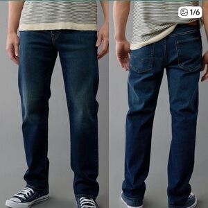 American Eagle Airflex + Relaxed Straight Dark Wash Blue Jeans Size 26 X 30.